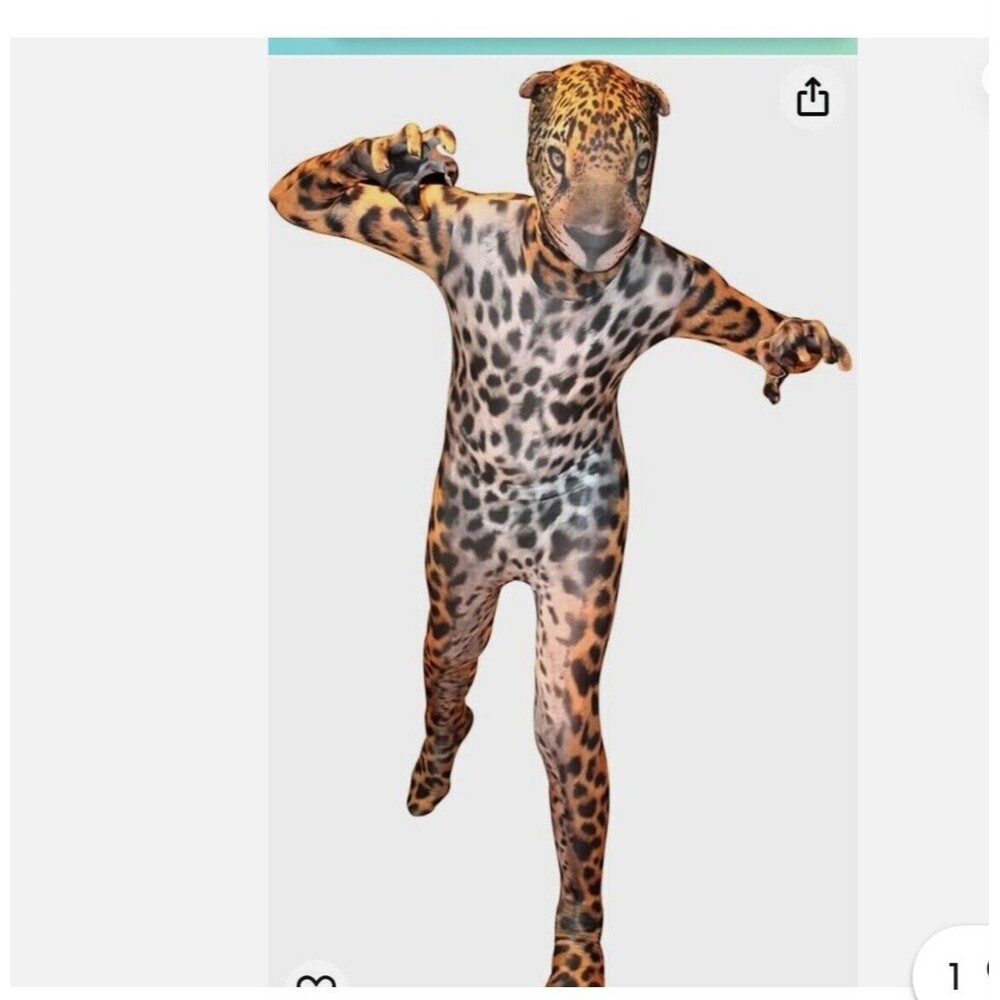 Jaguar, Morph Costumes,  one piece full body  suit Jaguar costume, child size L